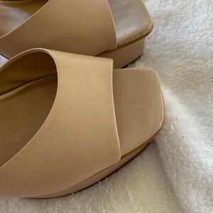 Bernardo Beige Block Heel Sandals